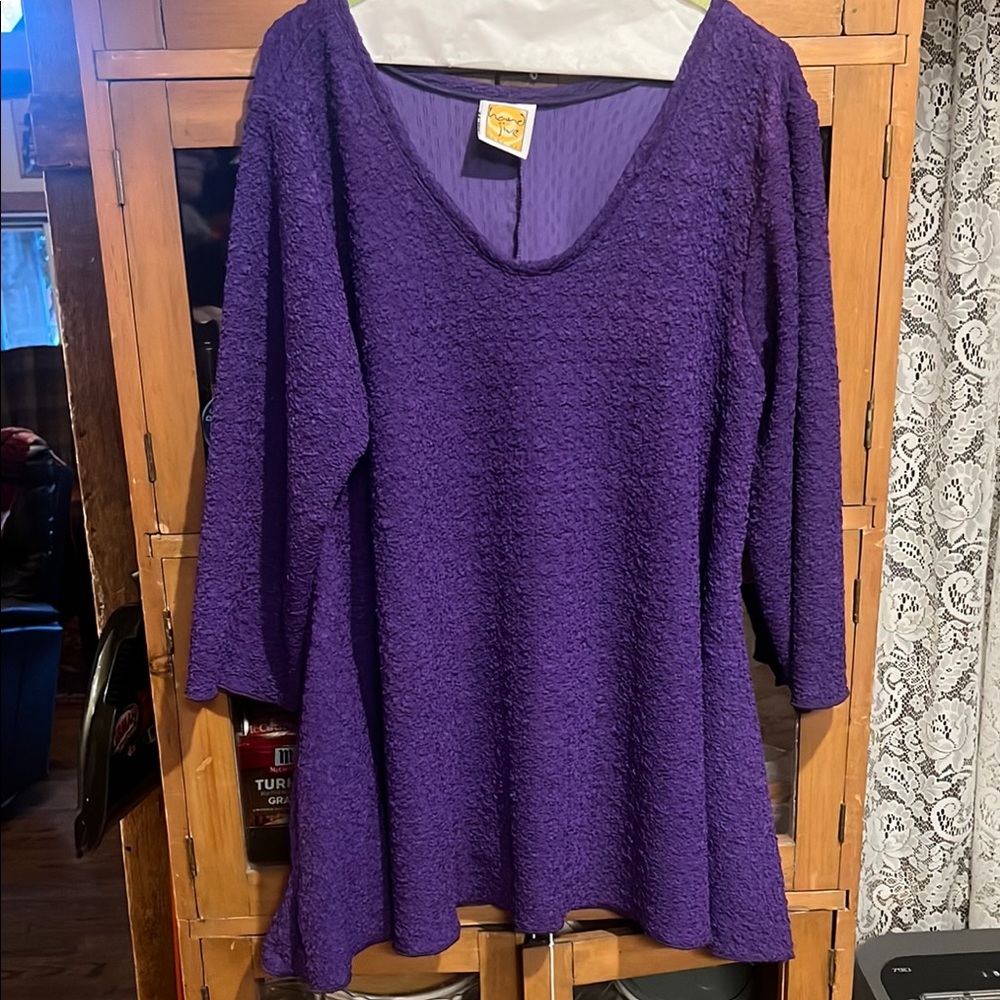 Purple Textured Women's Top Hand Jive Lg with pockets